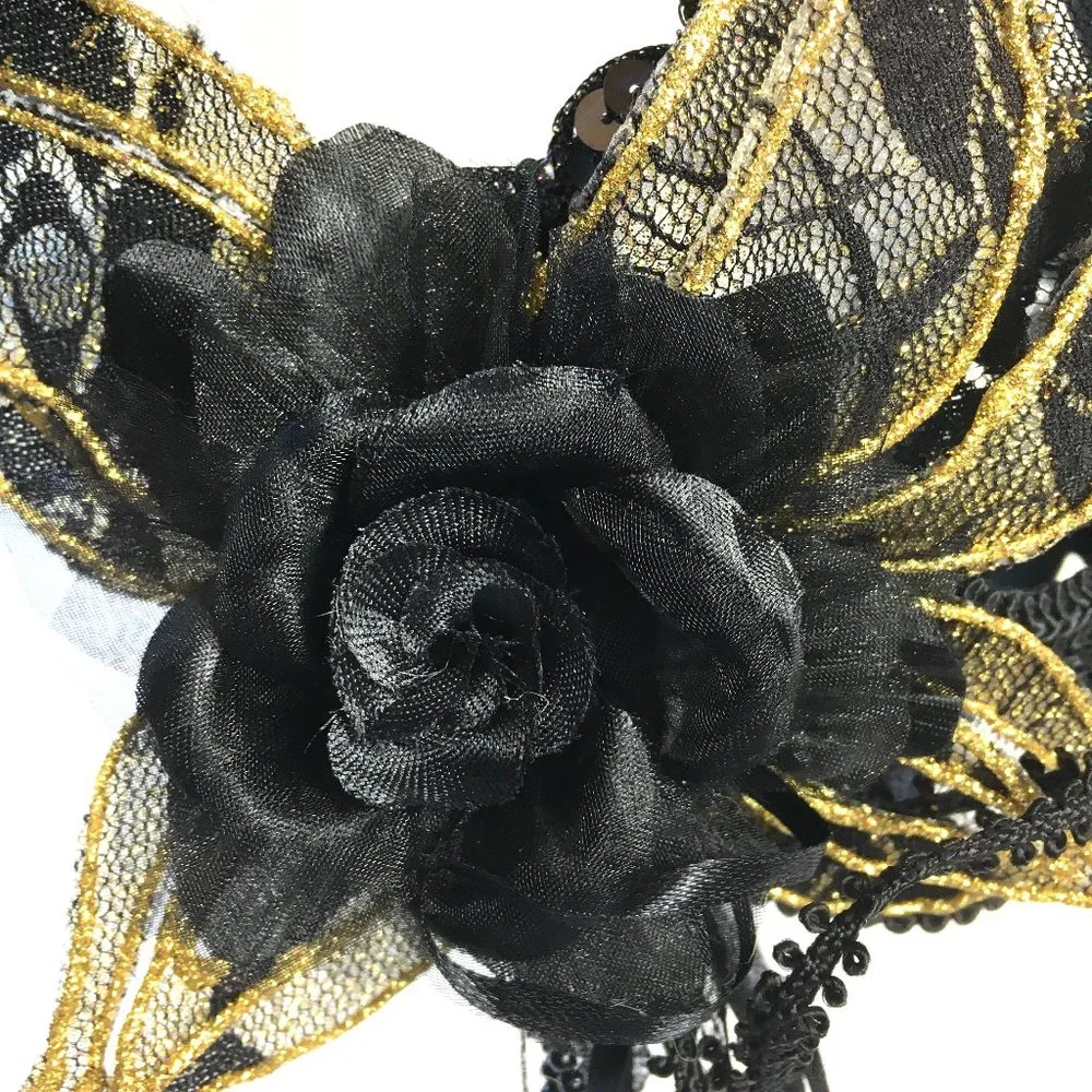 Halloween Venetian Masquerade Blk Lace Mask NWT NOS